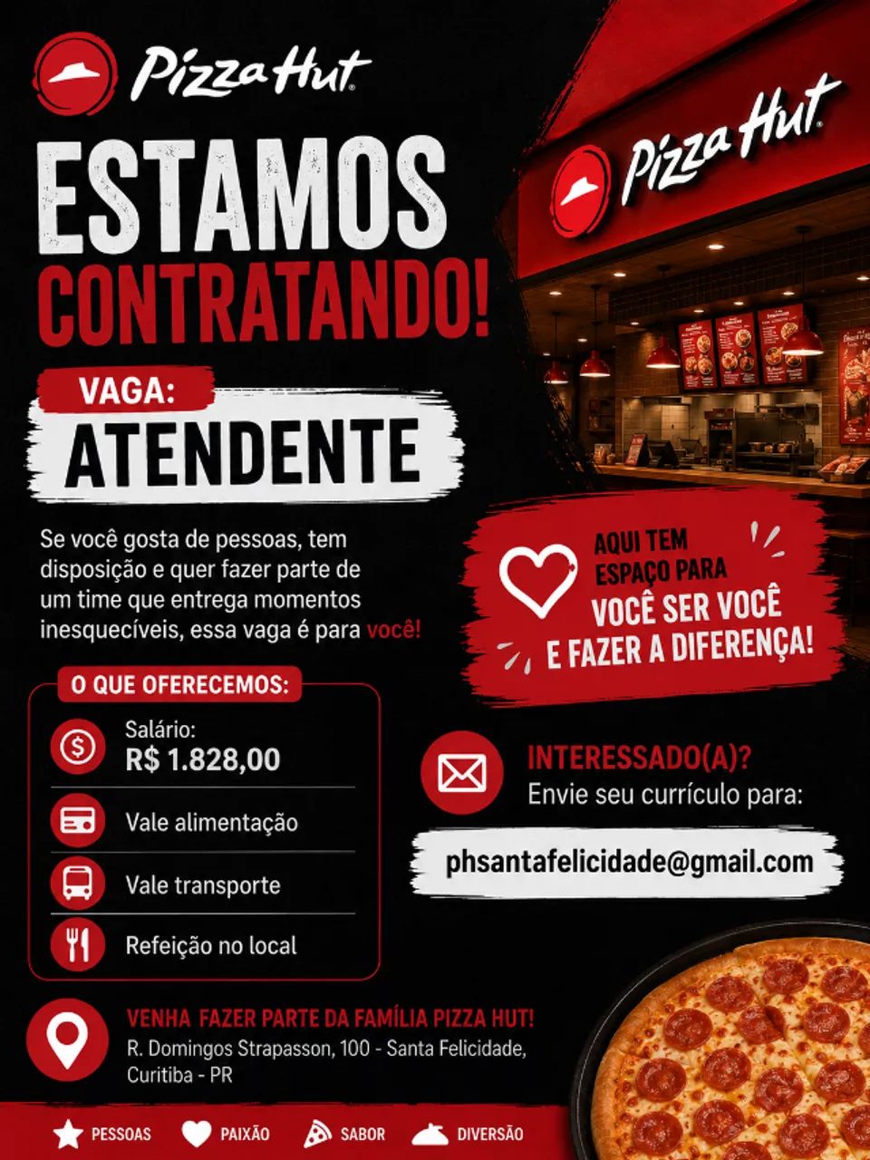 Atendente pizza hut