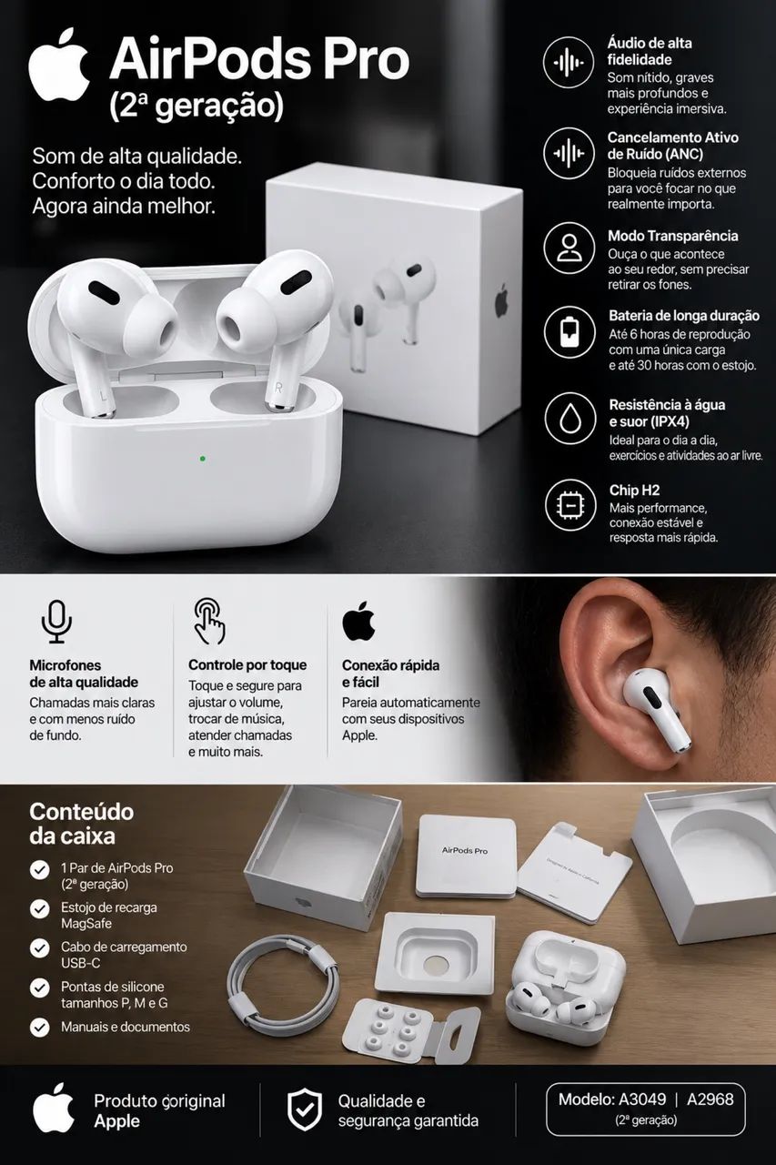 ? AirPods Pro 2ª Geração Produto original Apple