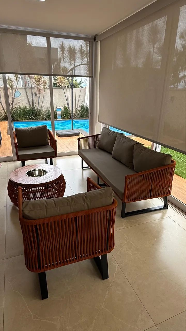 Vendo kit sofá tricô náutico para área externa com champanheira