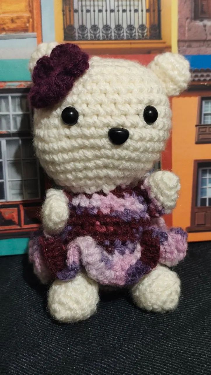 Ursinho Amigurumi com Berço de Madeira - Foto 3