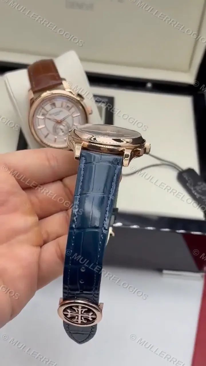 Patek Philippe 40mm Automático Rosé e Azul - Foto 3