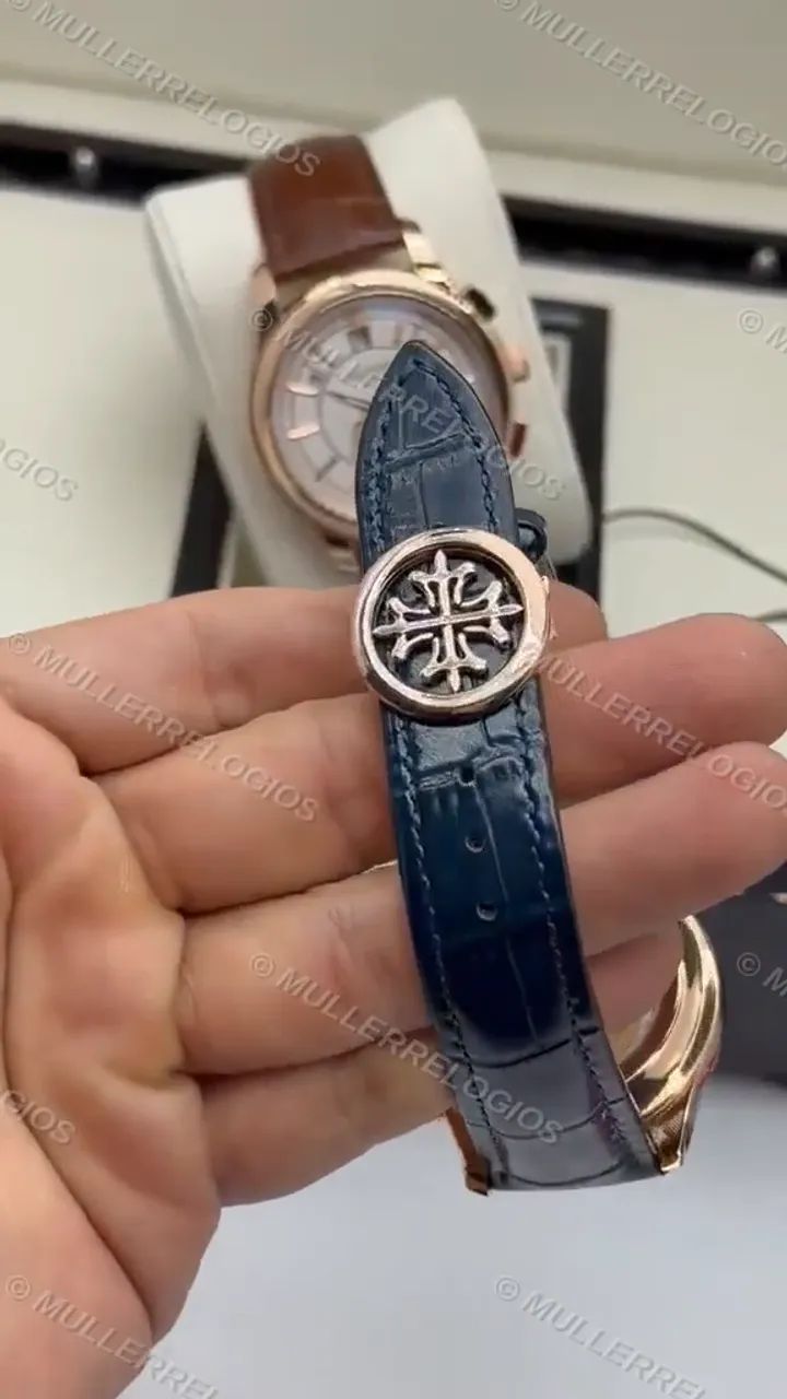 Patek Philippe 40mm Automático Rosé e Azul - Foto 4