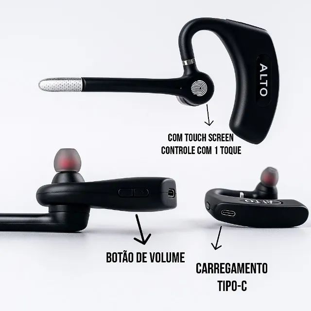 Fone De Ouvido Bluetooth Bidirecional Com Microfone Altomex Preto - Foto 4