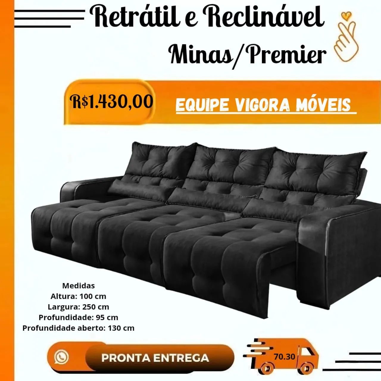 Sofá Retrátil e Reclinável Minas Premier