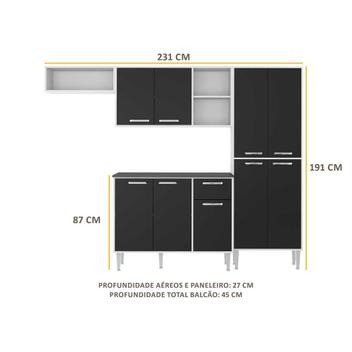 Cozinha Compacta 9 Portas Multimóveis Branco Preto - Foto 4