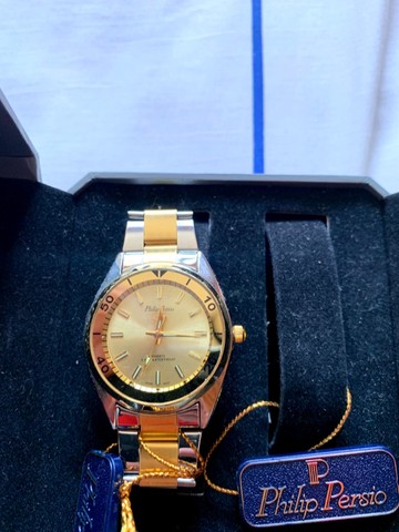 Relógio Feminino Dourado Com Prateado Philip Persio Original