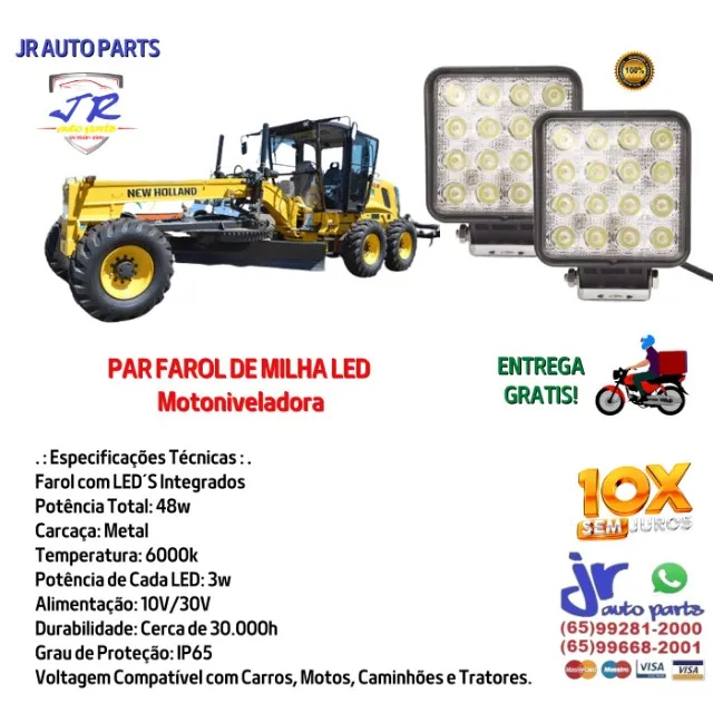 Par Farol de Milha led Motoniveladora