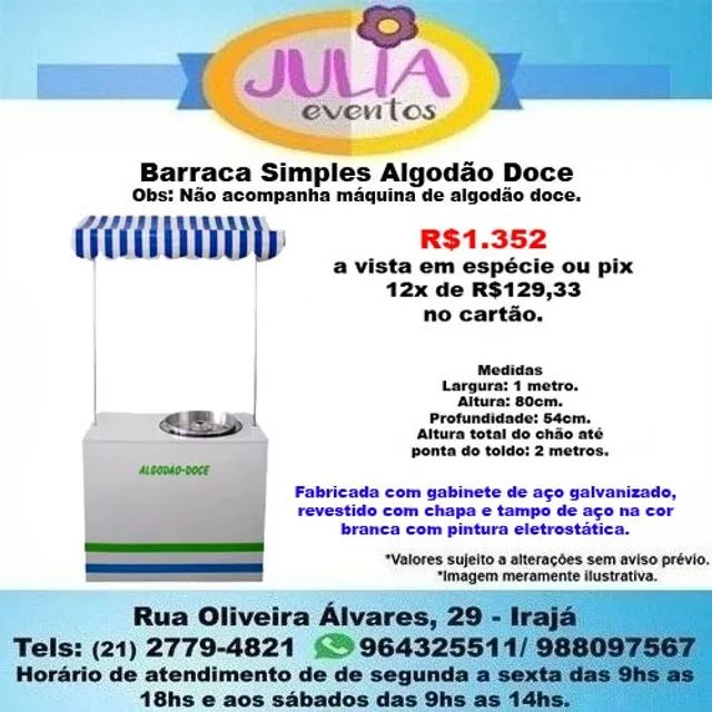 Barraca Simples Algodão Doce - Sem máquina