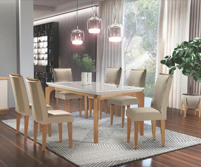 sala mesa jantar tampo de vidro  6 cadeiras  - Foto 3