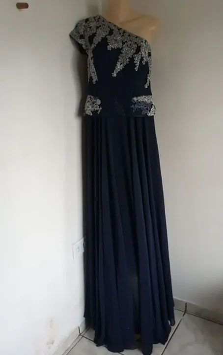 Vestido de festa azul marinho