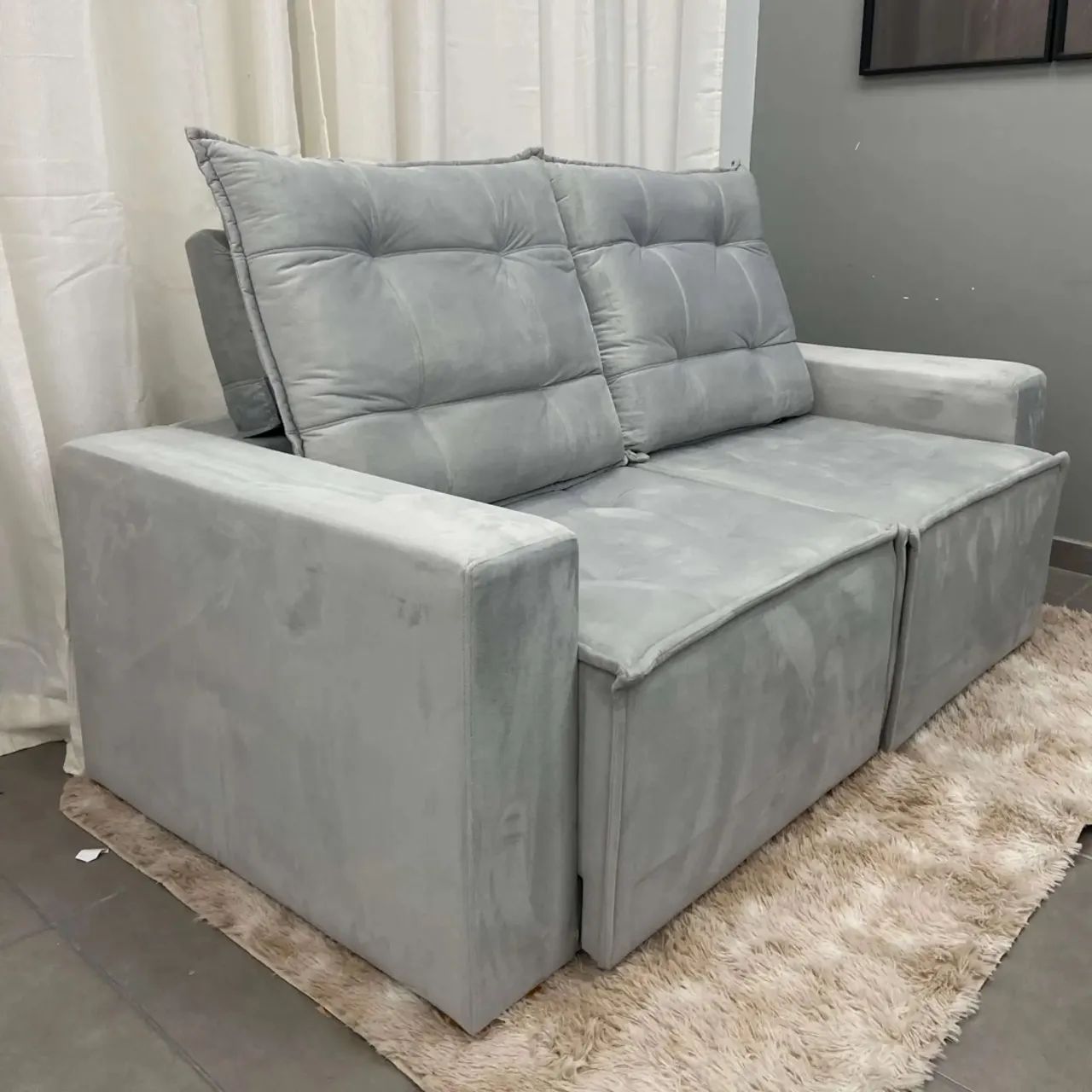 Sofá 3 Lugares Retrátil e Reclinável Tecido Suede 190cm p44 - Foto 2