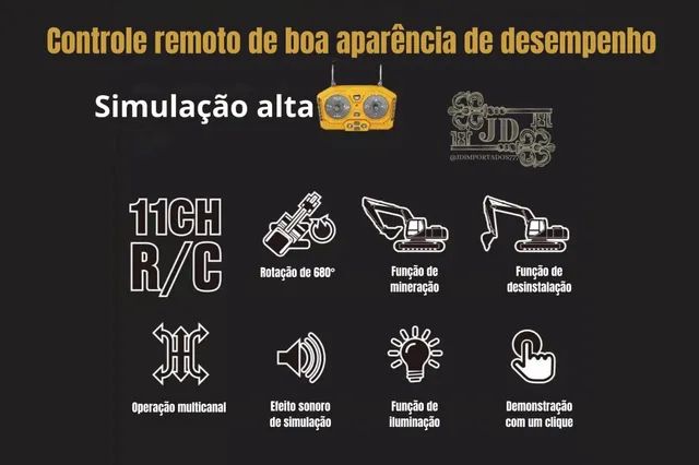 Retroescavadeira/ escavadeira - carrinho de controle remoto Diversão hobbie - Foto 4