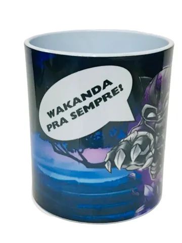 Caneca de Polímero (Plástico) Branca, Personalizada com Tema: Pantera Negra - Foto 3
