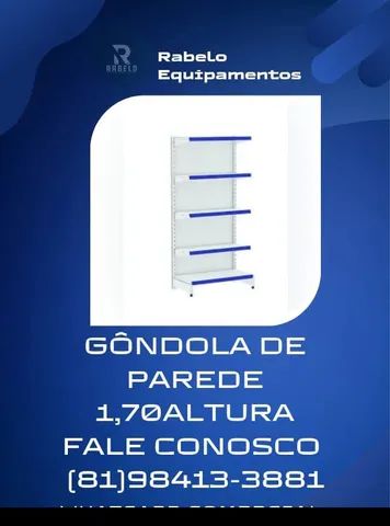 Gôndolas de parede de 1,70A com 5 bandejas em até 10x sem juros no cartão 