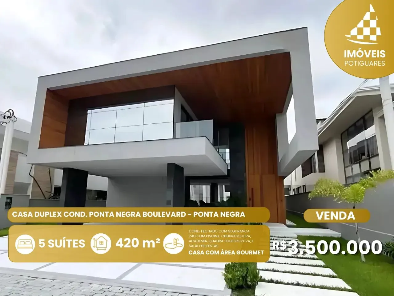 Casa à venda, 5 quartos, 5 suítes, 3 vagas, Ponta Negra - Natal/RN