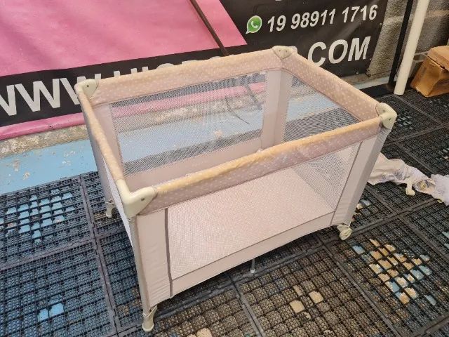 Berço Portatil Fit Bege Poá - Voyage - Foto 2