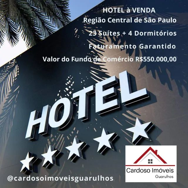 Hotel Rotativo à venda na região central de São Paulo 23 Suítes + 4 Dormitórios R$550.000