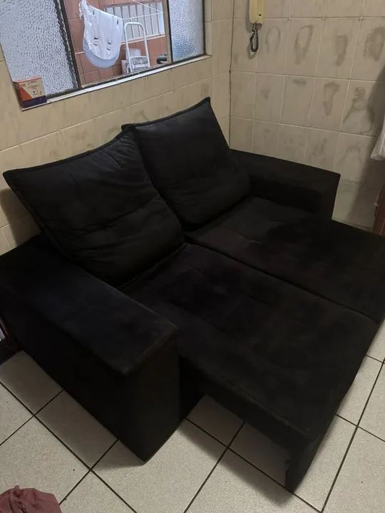 Sofá Cama Preto 2 Lugares - Foto 2