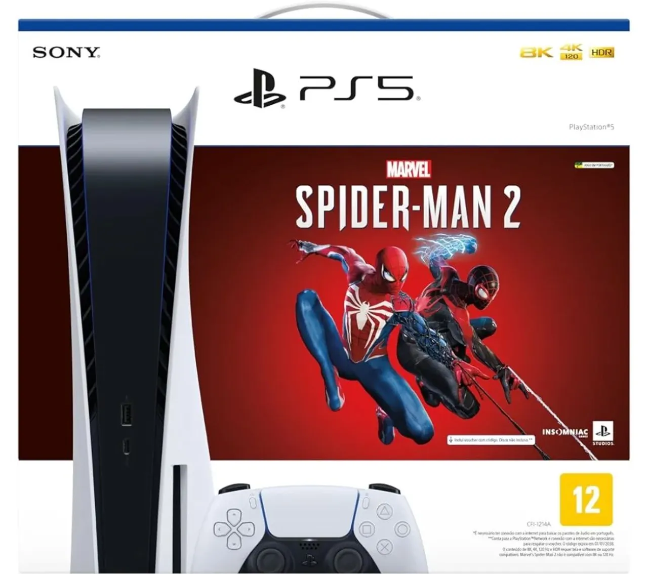 Playstation 5 + Spider-Man 2 com mais 7 jogos