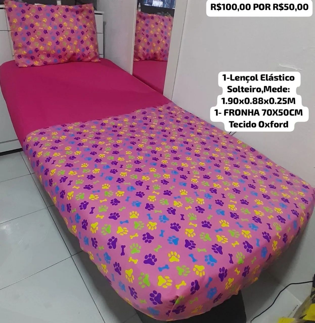 Jogo para Cama com elástico Solteiro  - Foto 3