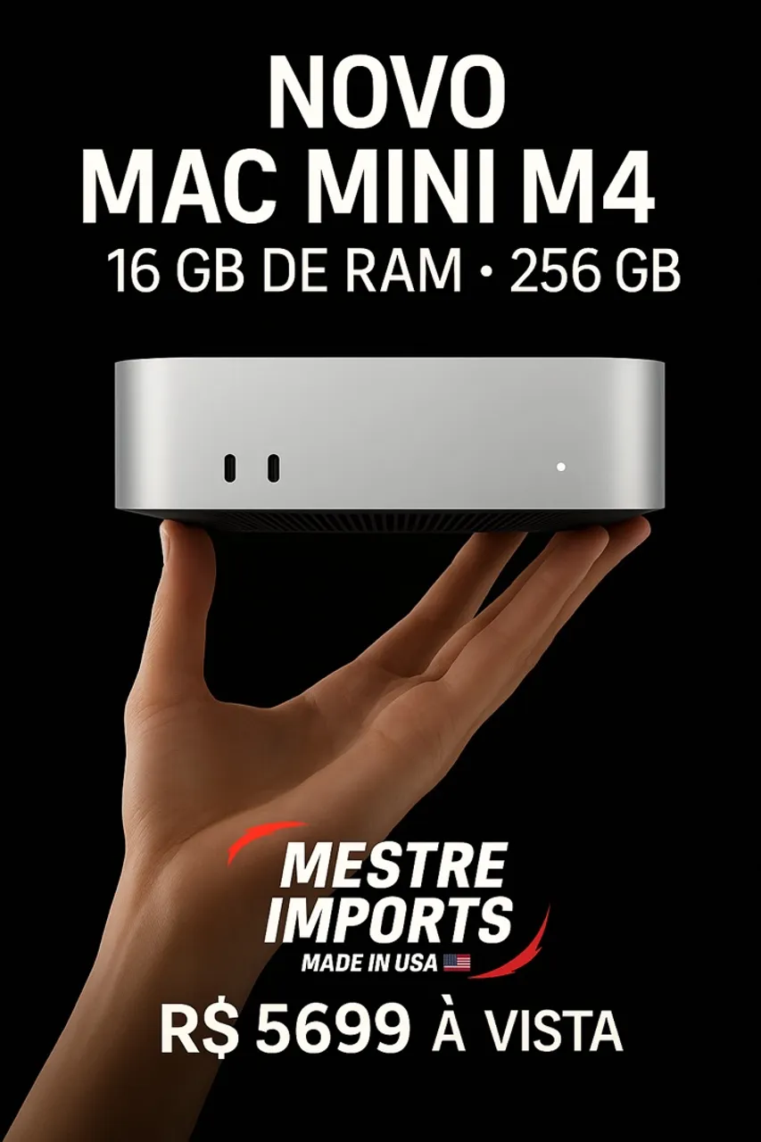 Mac Mini M4, 256 GB SSD 16 GB RAM, Novo, Lacrado, Garantia Apple