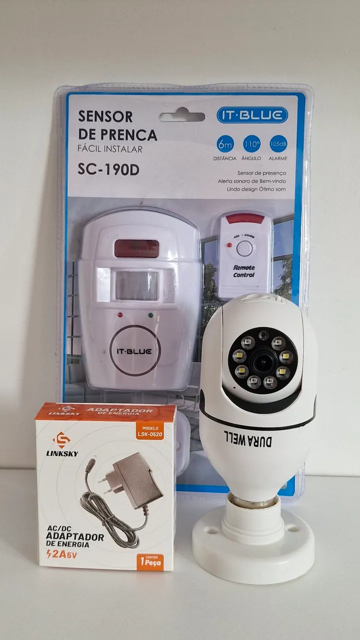 Sensor de Presença para Câmera SC-190D + Adaptador de Energia