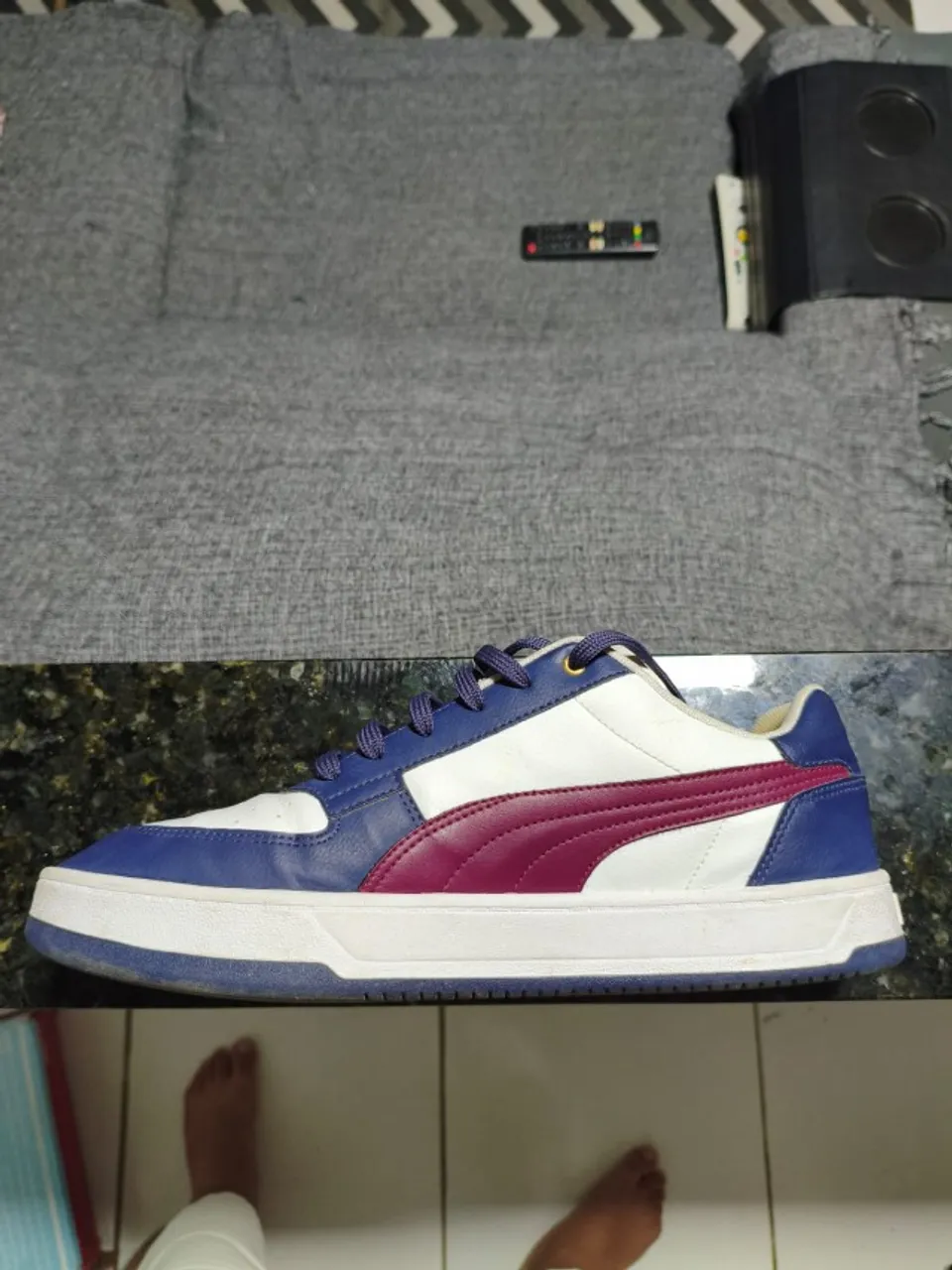 Tênis Puma Caven 2.0 Bdp Branco, Vinho e Azul-Marinho Tamanho 44 Usado em perfeito estado