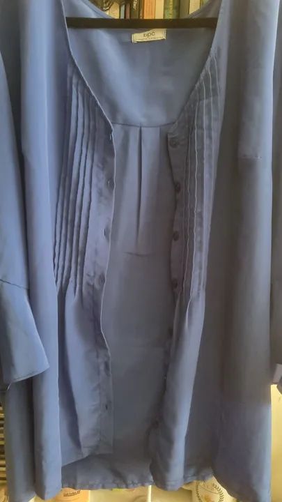 Bata de seda azul cobalto - plus size  - Foto 5