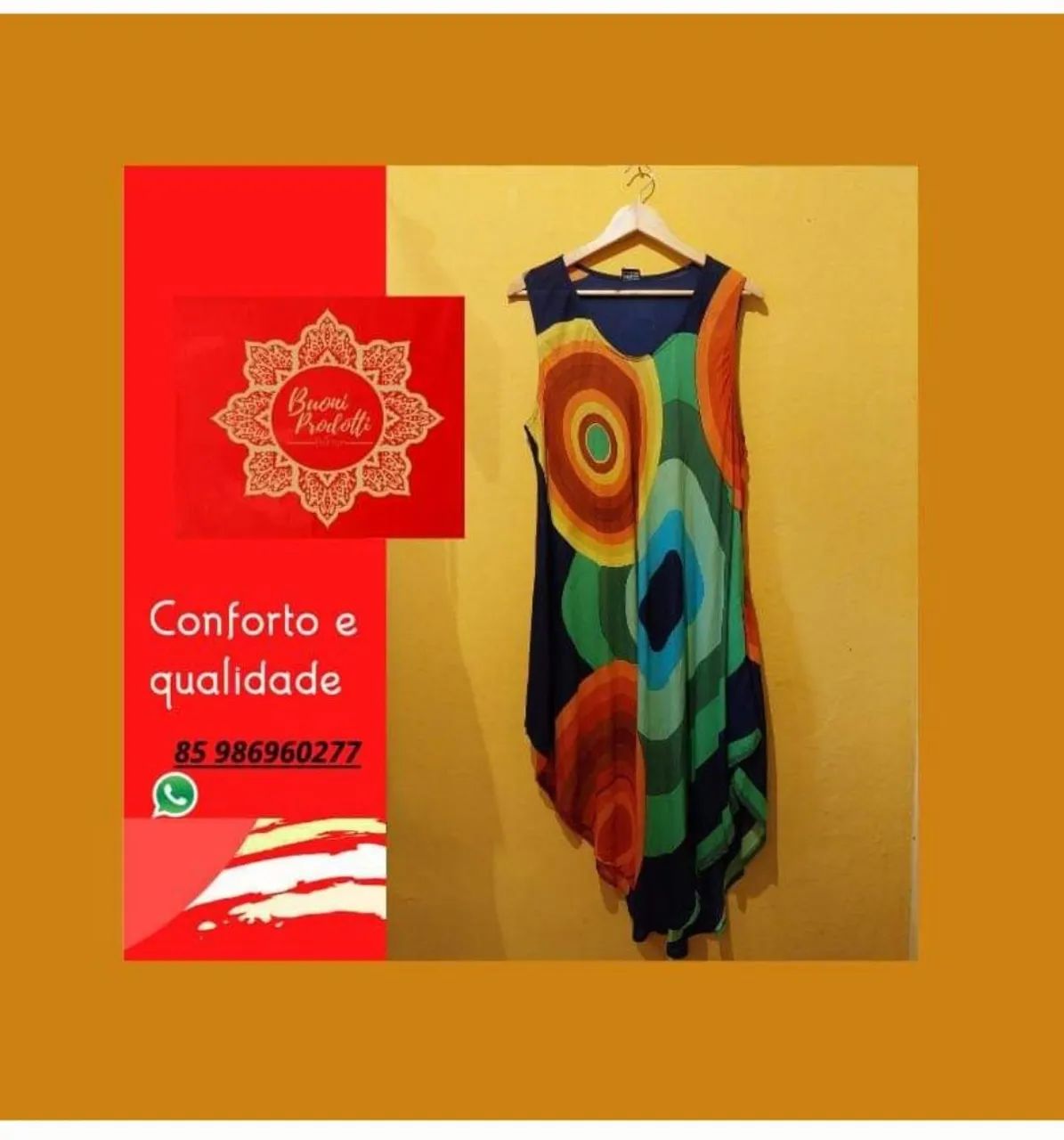 Vestido Trapézio Indiano Longo 