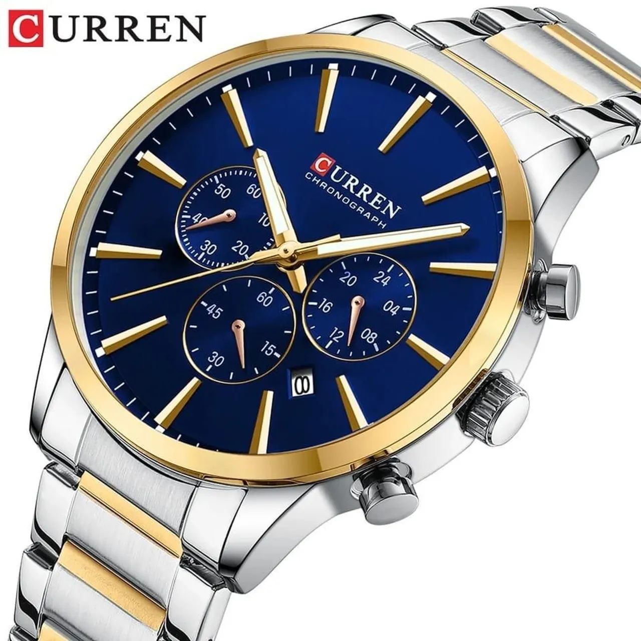 Relógio Masculino Curren Cronógrafo Dourado - Foto 4