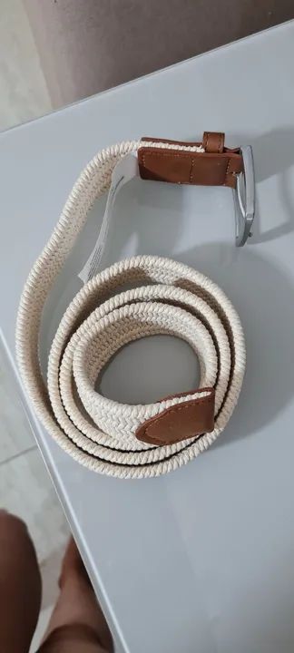 Cinto social sport estilo tresse trançado com couro Masculino Novo - Foto 3