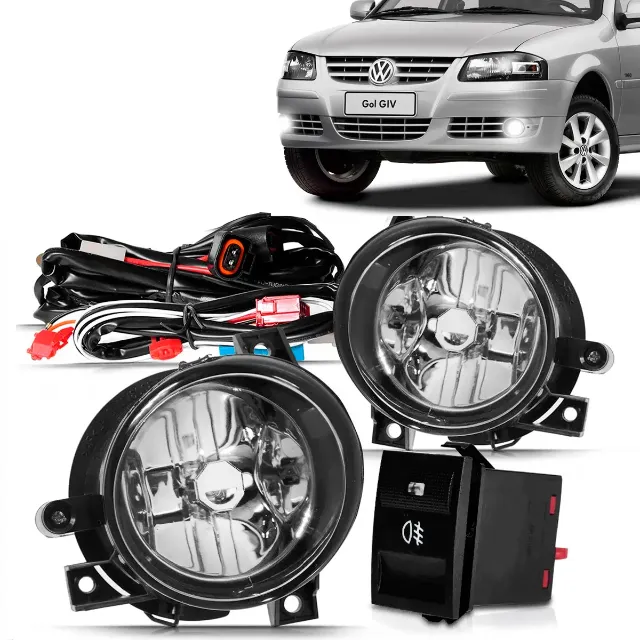 Kit Farol de Milha Neblina Auxiliar para o Gol Parati Saveiro G4 - Botão Original