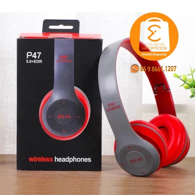 Fone de Ouvido Headphone Sem Fio Bluetooth 5.0+EDR P47