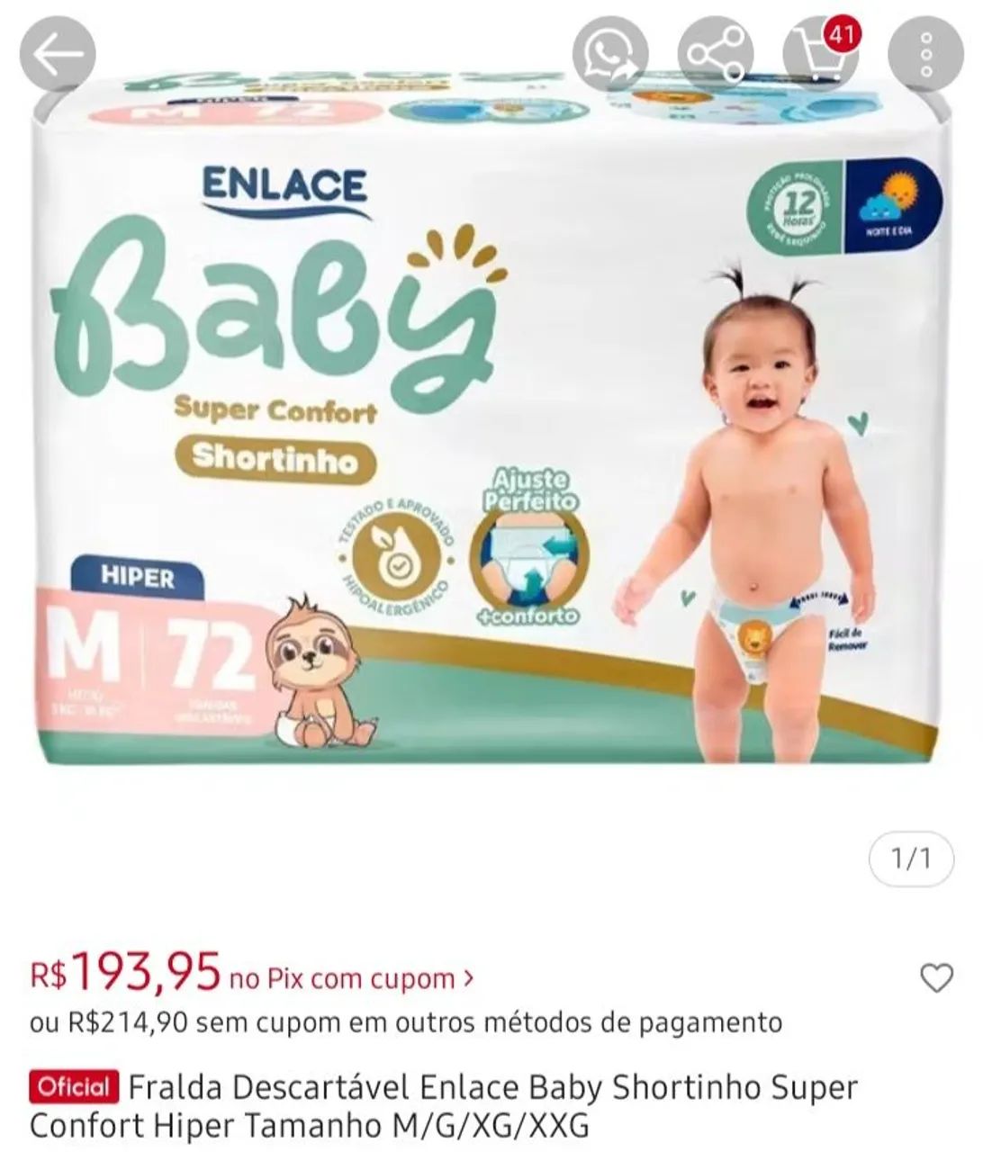 Fralda shortinho enlace 