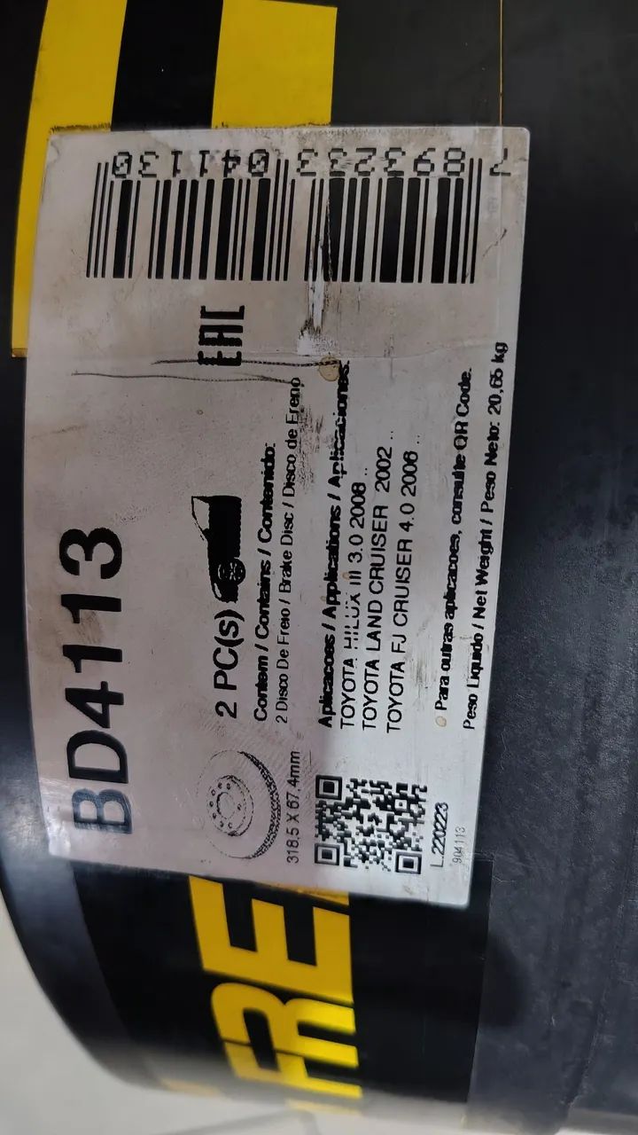 Par disco de freio Hilux 