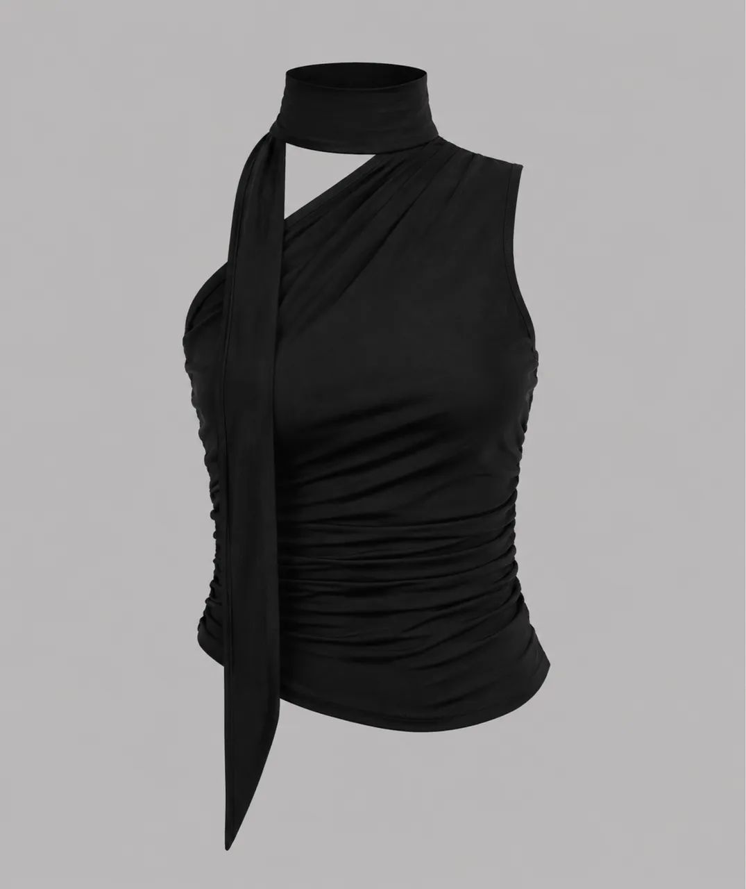 Blusa preta com faixa e gola 