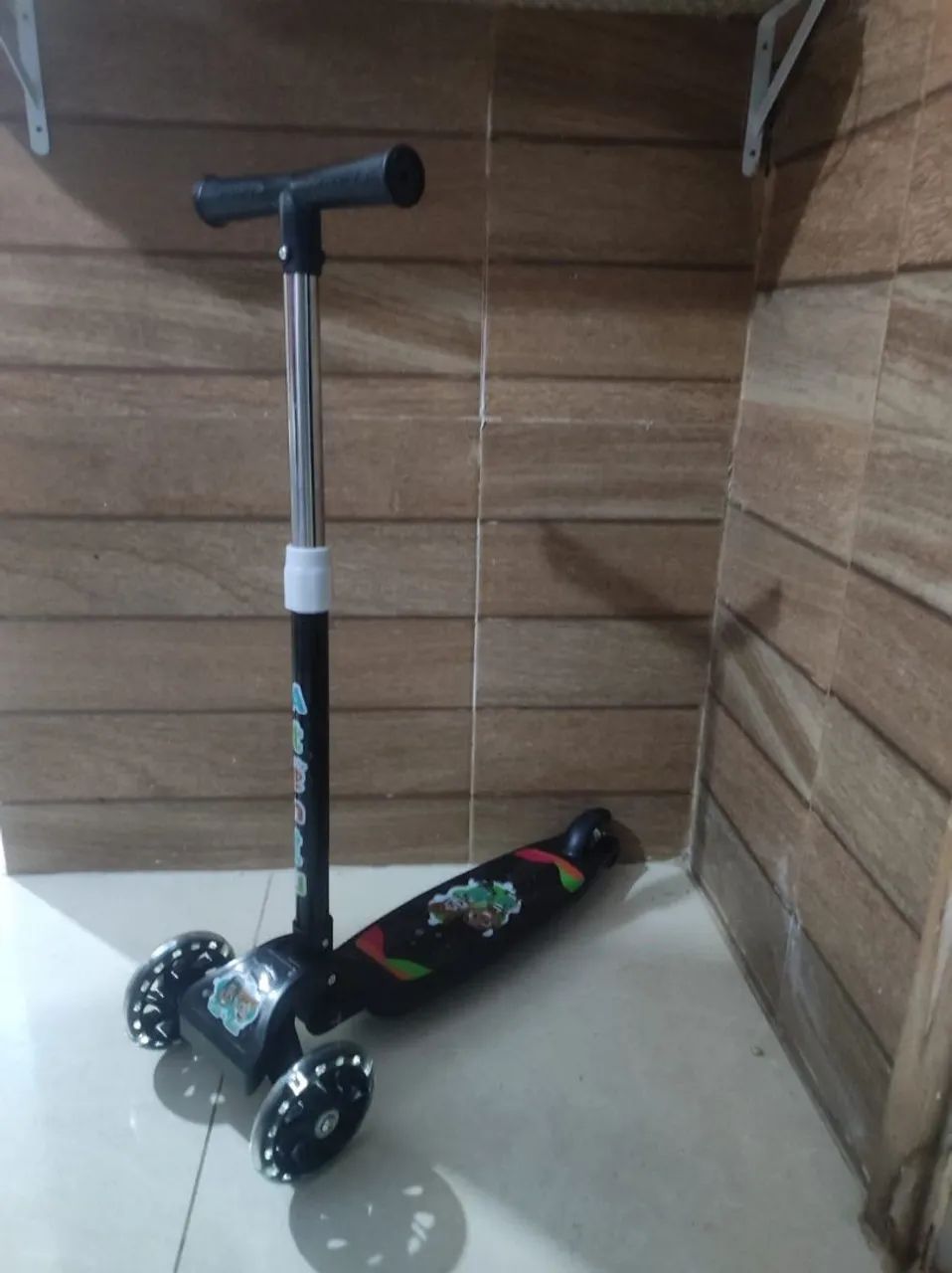 Patinete infantil 3 rodas com luzes led dobrável e ajustável Atentu Kids - Novo