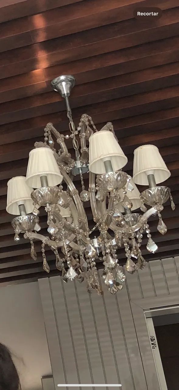 Lustre de Cristal com 8 Braços e Cúpulas - Usado em Ótimo Estado - Foto 4