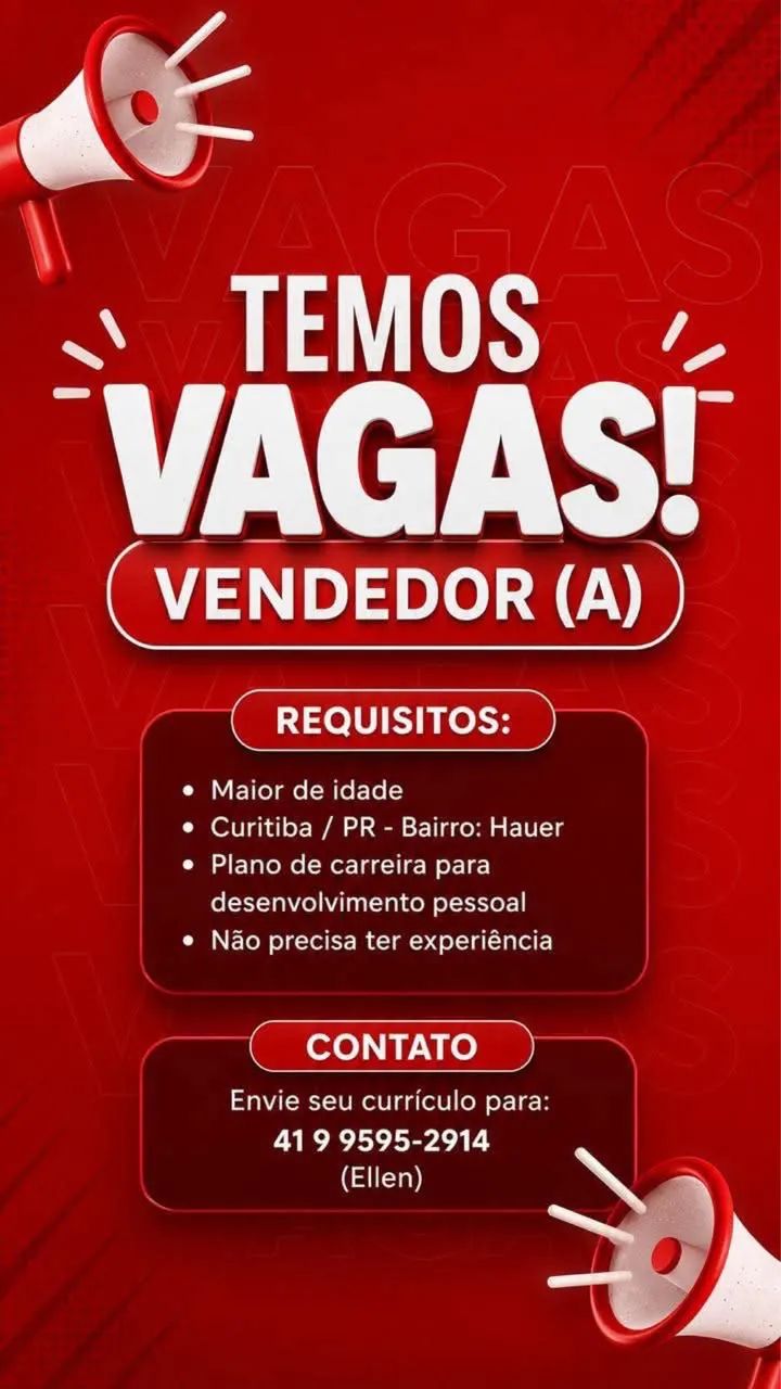 VENDEDOR - INÍCIO IMEDIATO