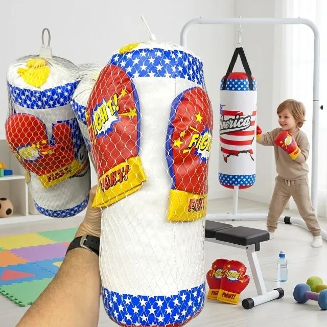 Kit Saco de Boxe Infantil Americano 32Cm com Luvas - Play Brink SM125364 HL-1651 - Foto 3