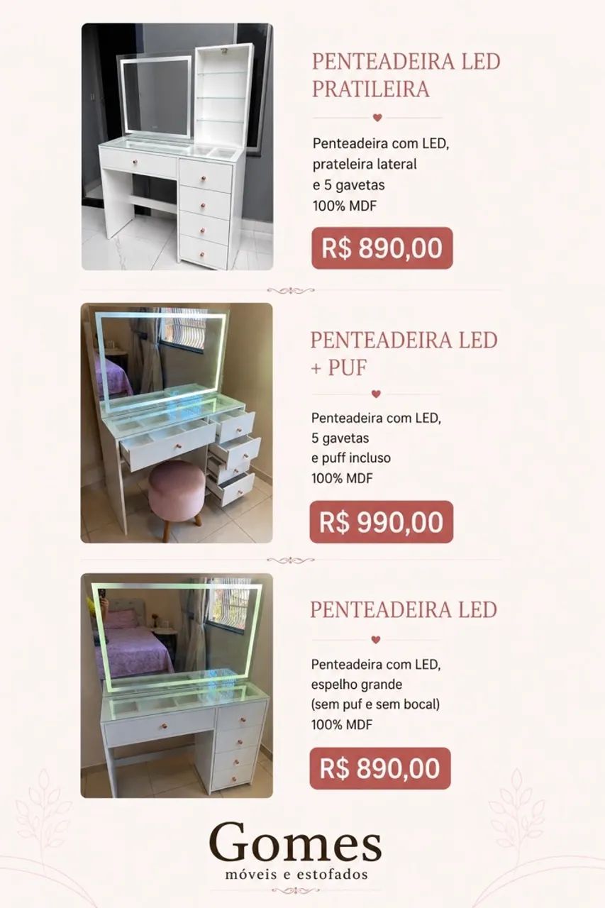 PENTEADEIRAS DIRETO DA FÁBRICA 