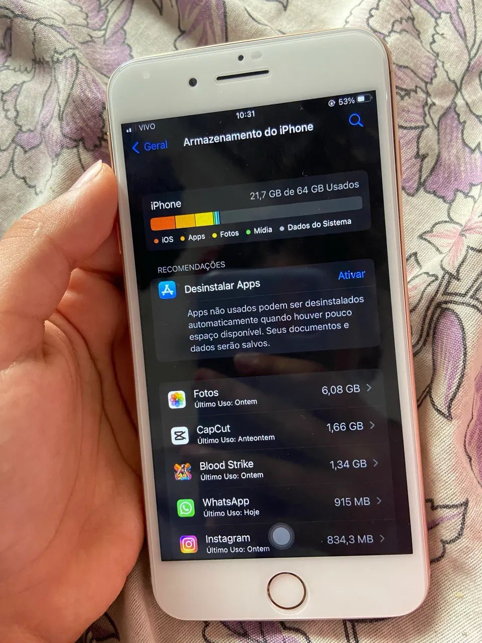 iPhone 8plus 64gb com defeito no Wi-Fi e no botão touch   - Foto 3