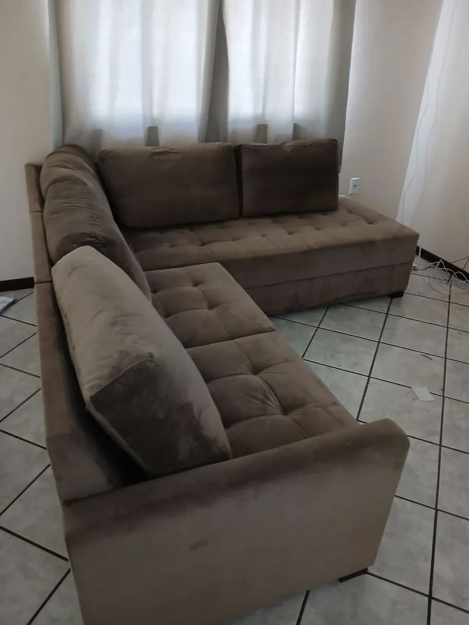 Sofá de Canto em L tipo Suede - Foto 2