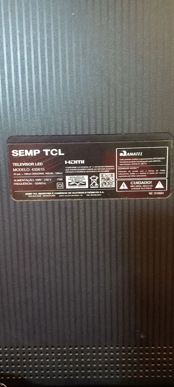 Tv de 43 com defeito