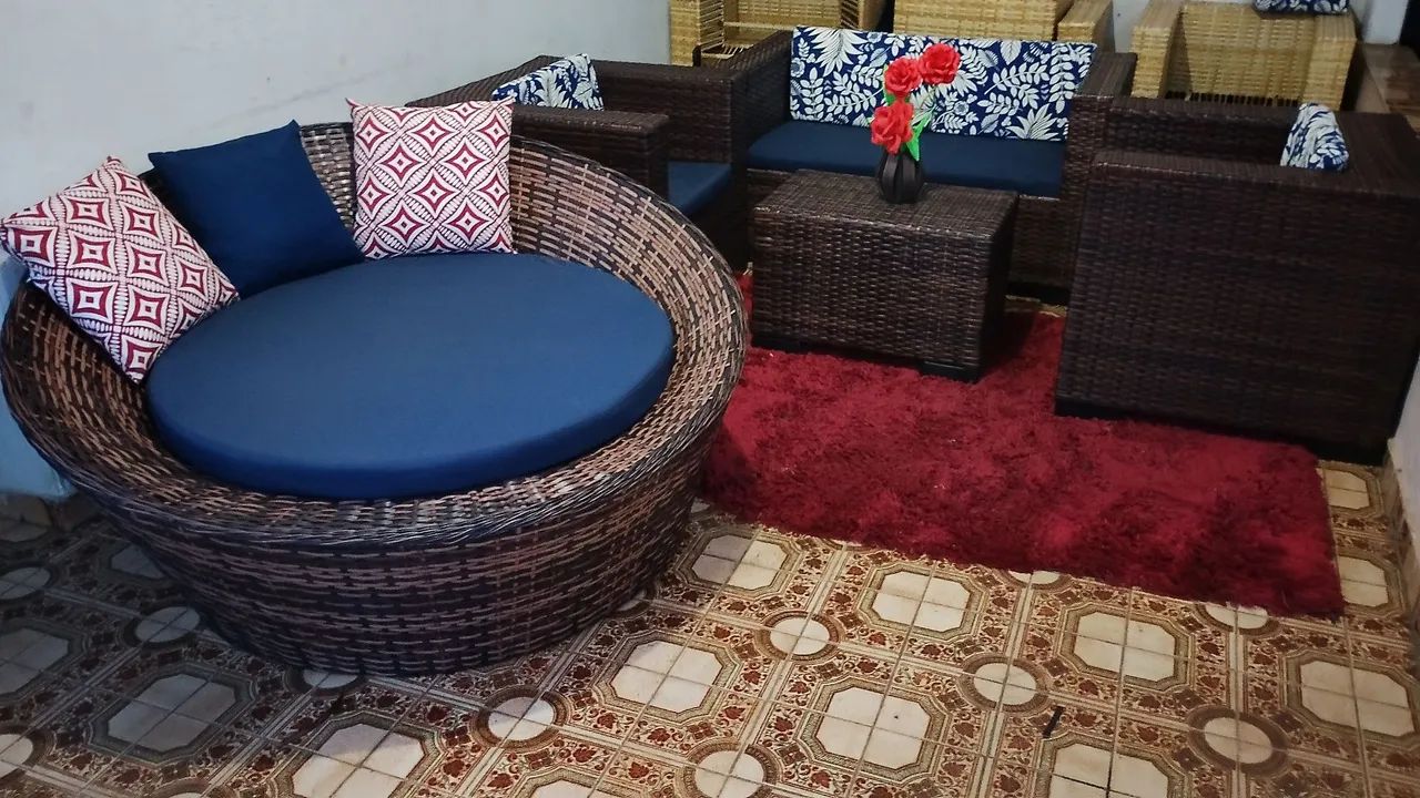 Conjunto de sofá alto padrão de vime sintético  - Foto 4