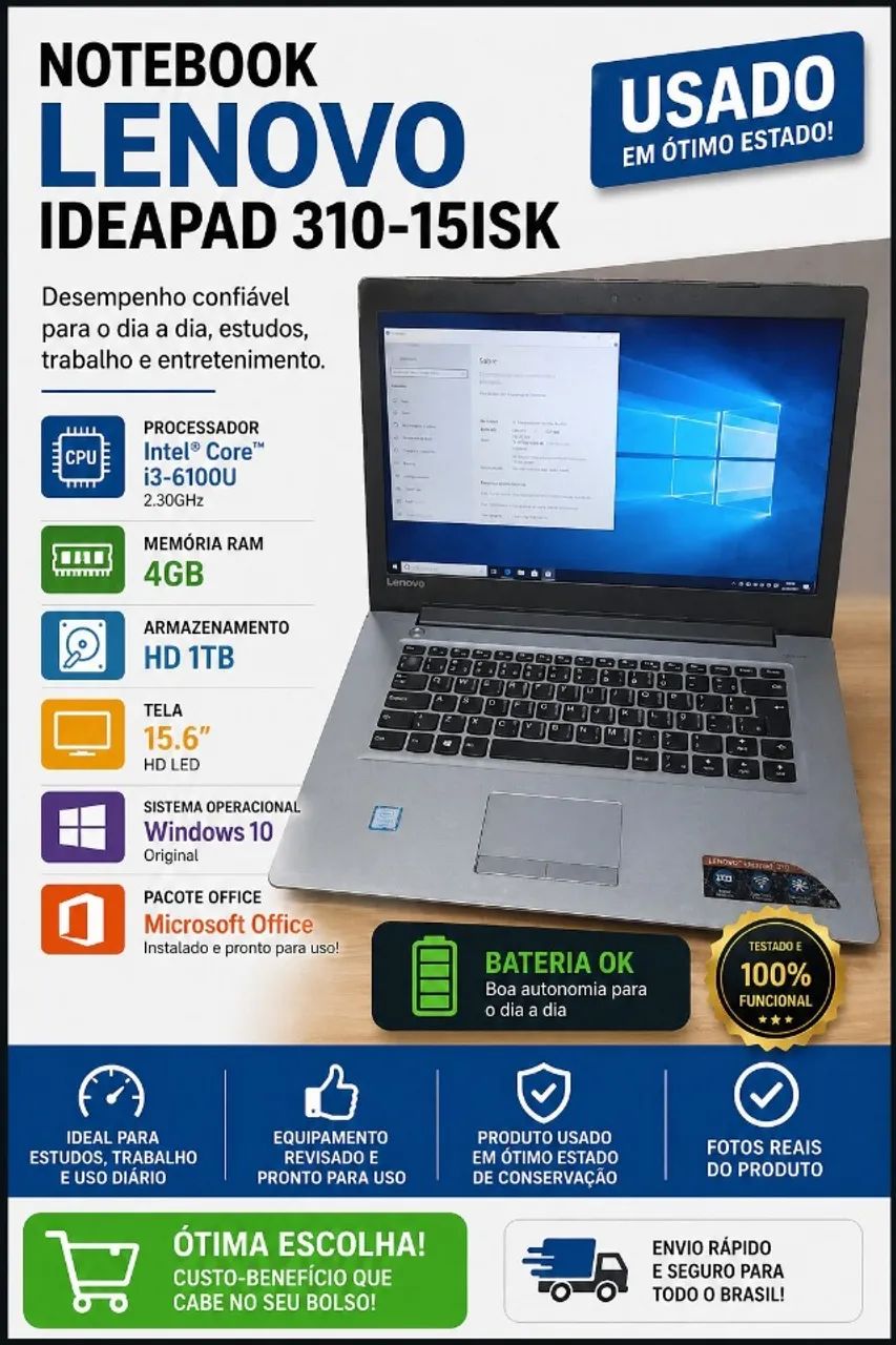 notebook Lenovo Ideapad 310 15isk - Foto 2