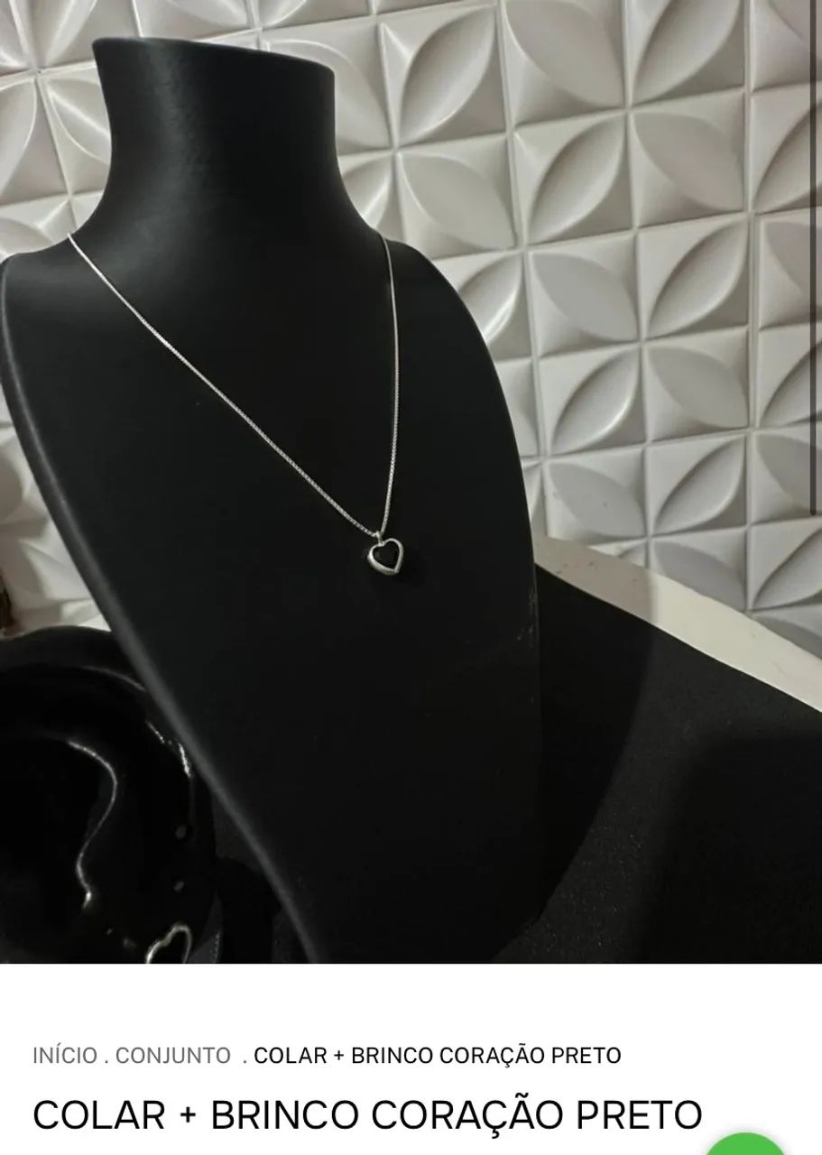 Conjunto de colar e brinco de prata 