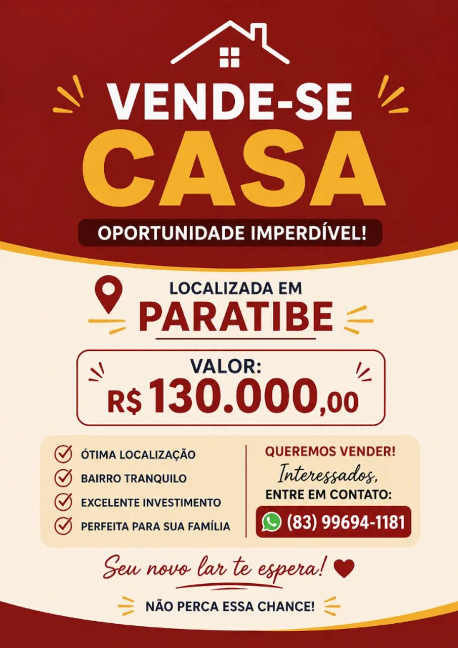 Vende-se casa em Paratibe 