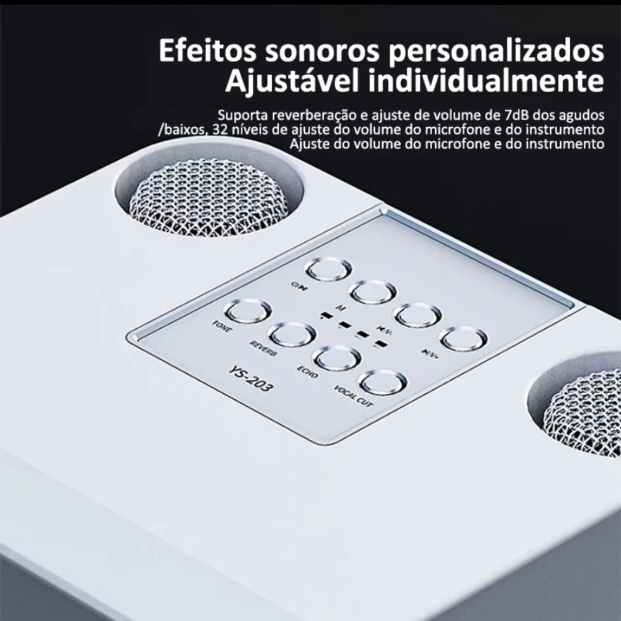 Caixa de som portátil karaokê com 2 microfones sem fio  - Foto 4