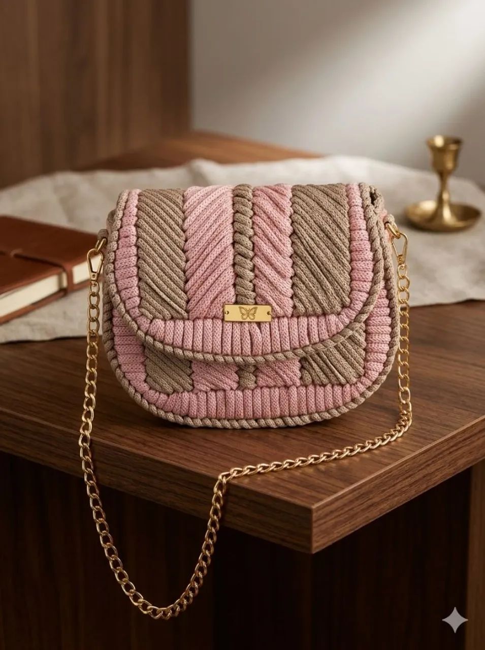 Bolsa artesanal estruturada em tela  - Foto 3